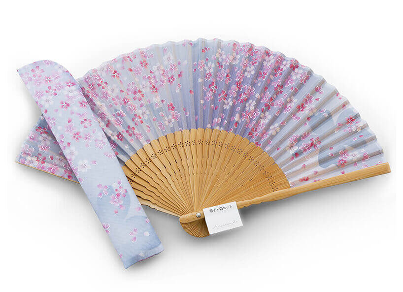 Handfächer Sakura Fubuki, Kirschblüte blau