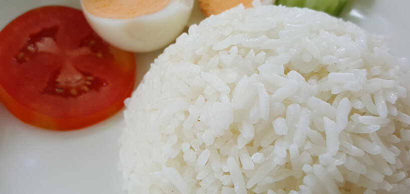 Reisball mit Gemüse auf Teller