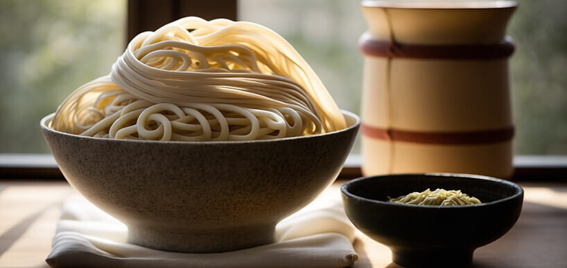 Udeln noodles in bowl