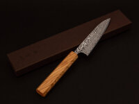 Damascus knife Petty 120 SG2, 63 layers, olive