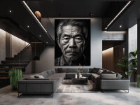 Wandbild Portrait Kajiya #1, japanischer Schmied, schwarz-wei&szlig;, 3:4