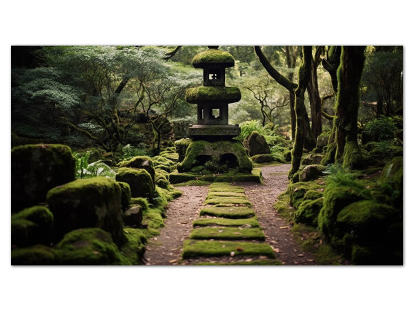 Wandbild Nihonteien #1, japanischer Garten, farbig, 16:9