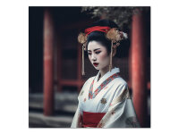 Wandbild Geisha #2, farbig, 1:1 Alu Dibond Druck 30 x 30 cm