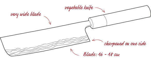 Usuba knife shape, ground on one side